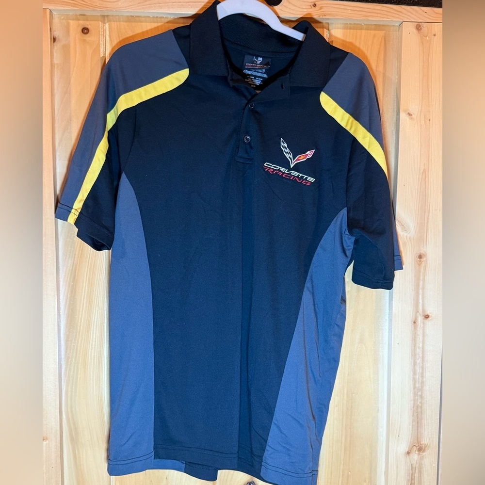 Corvette Racing Shirt Men's Size M  Black and Yellow Polo Shirt